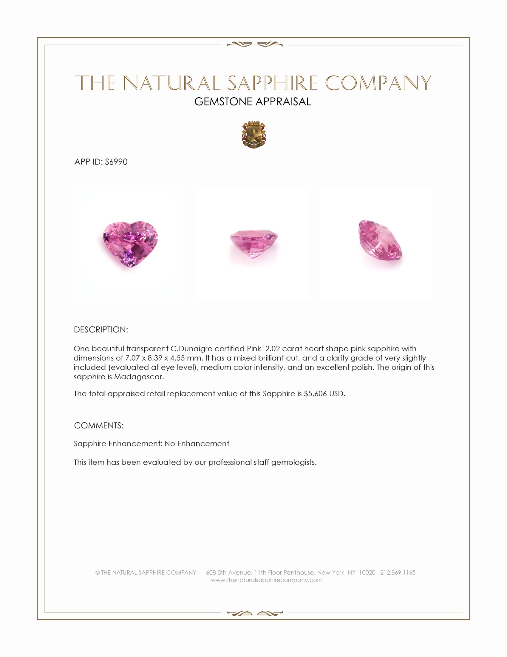 2.02 Ct. Pink Sapphire from Madagascar