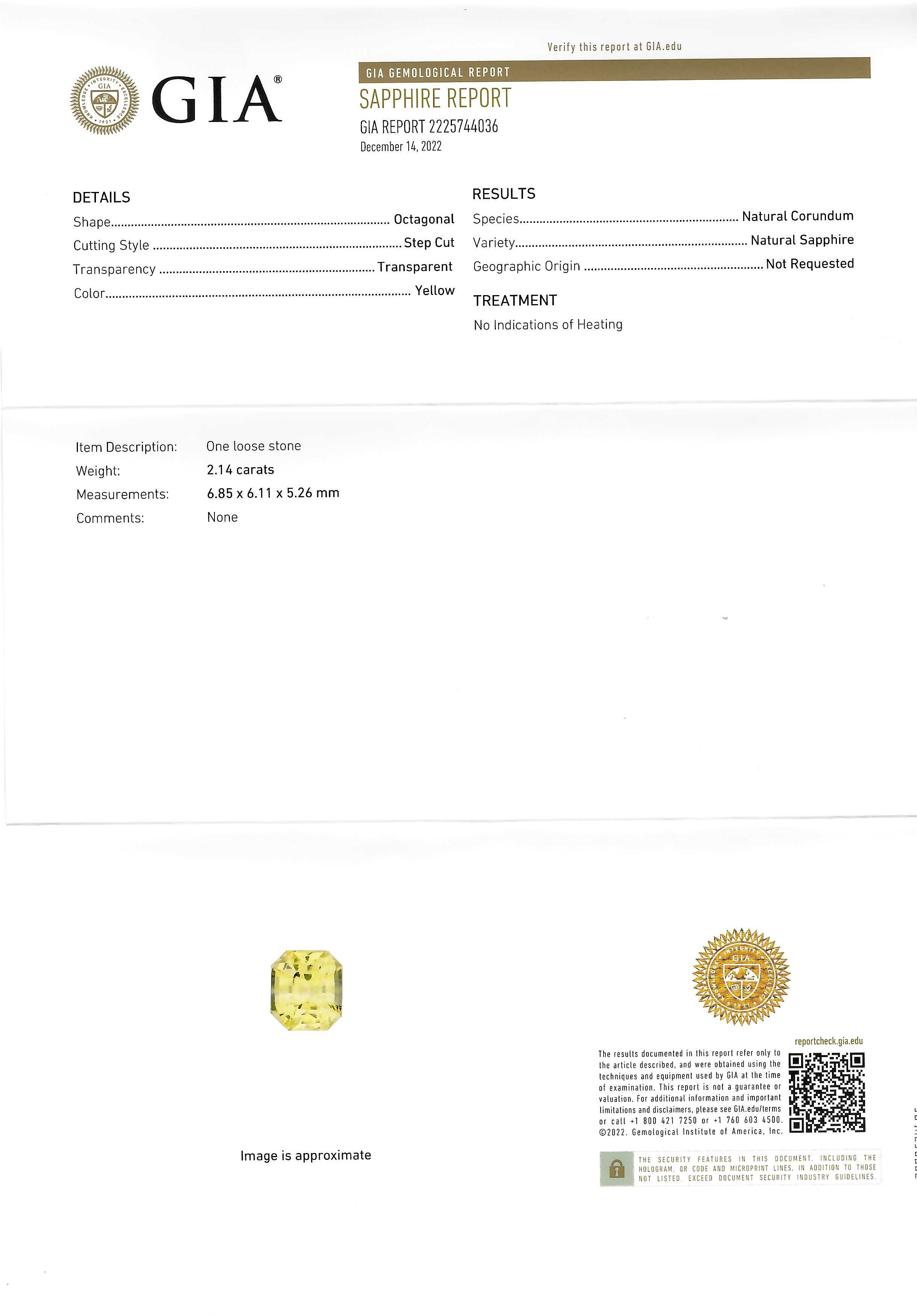 2.14 Ct. Yellow Sapphire from Ceylon (Sri Lanka)