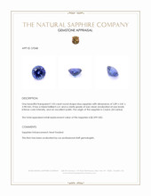 1.03 Ct. Blue Sapphire from Ceylon (Sri Lanka) Appraisal