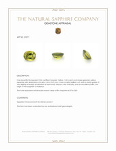 1.02 Ct. Greenish Yellow Sapphire from Thailand Appraisal