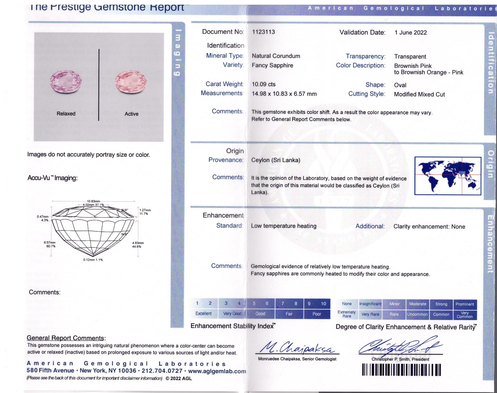 10.09 Ct. Pink Sapphire from Ceylon (Sri Lanka)