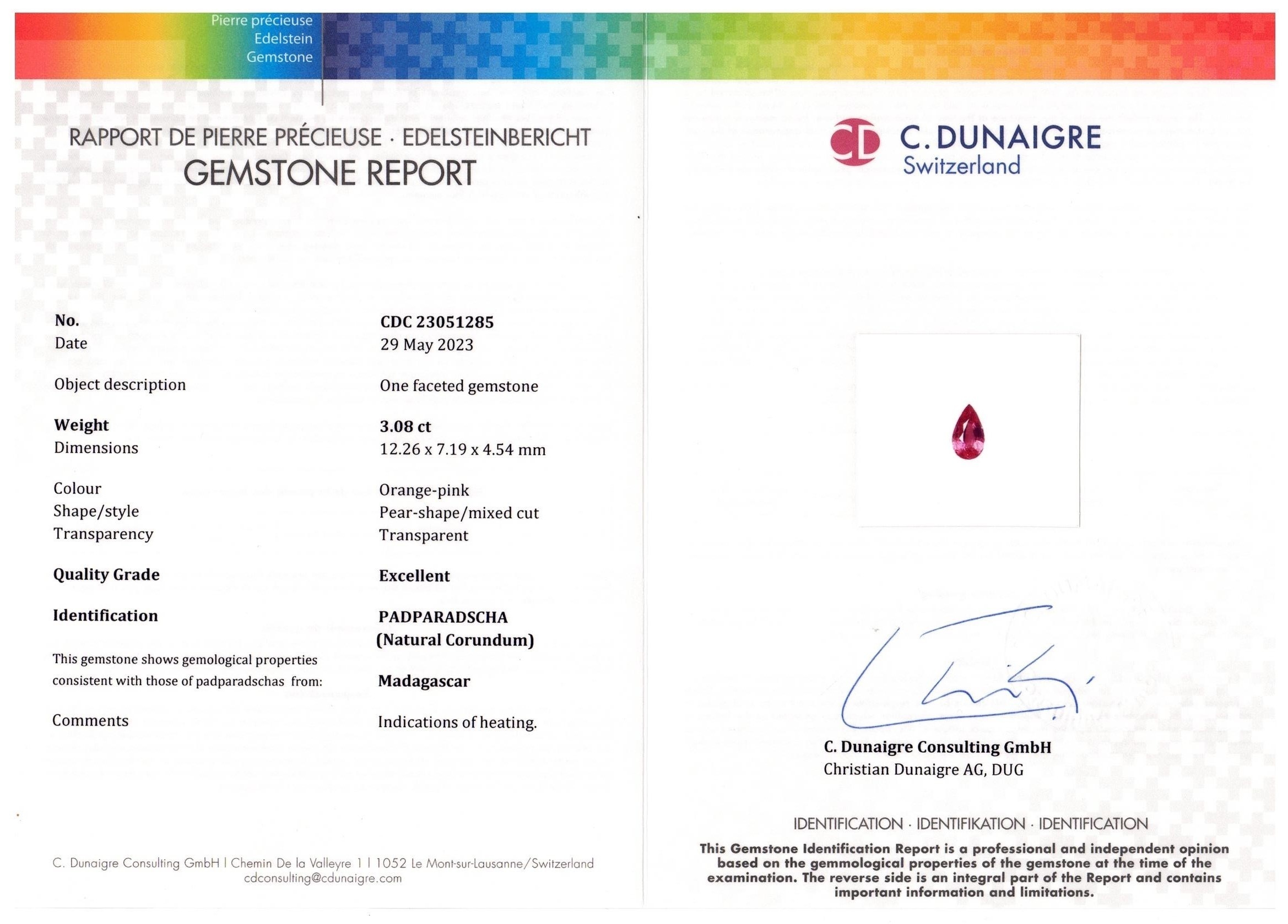 3.08 Ct. Padparadscha Sapphire from Madagascar