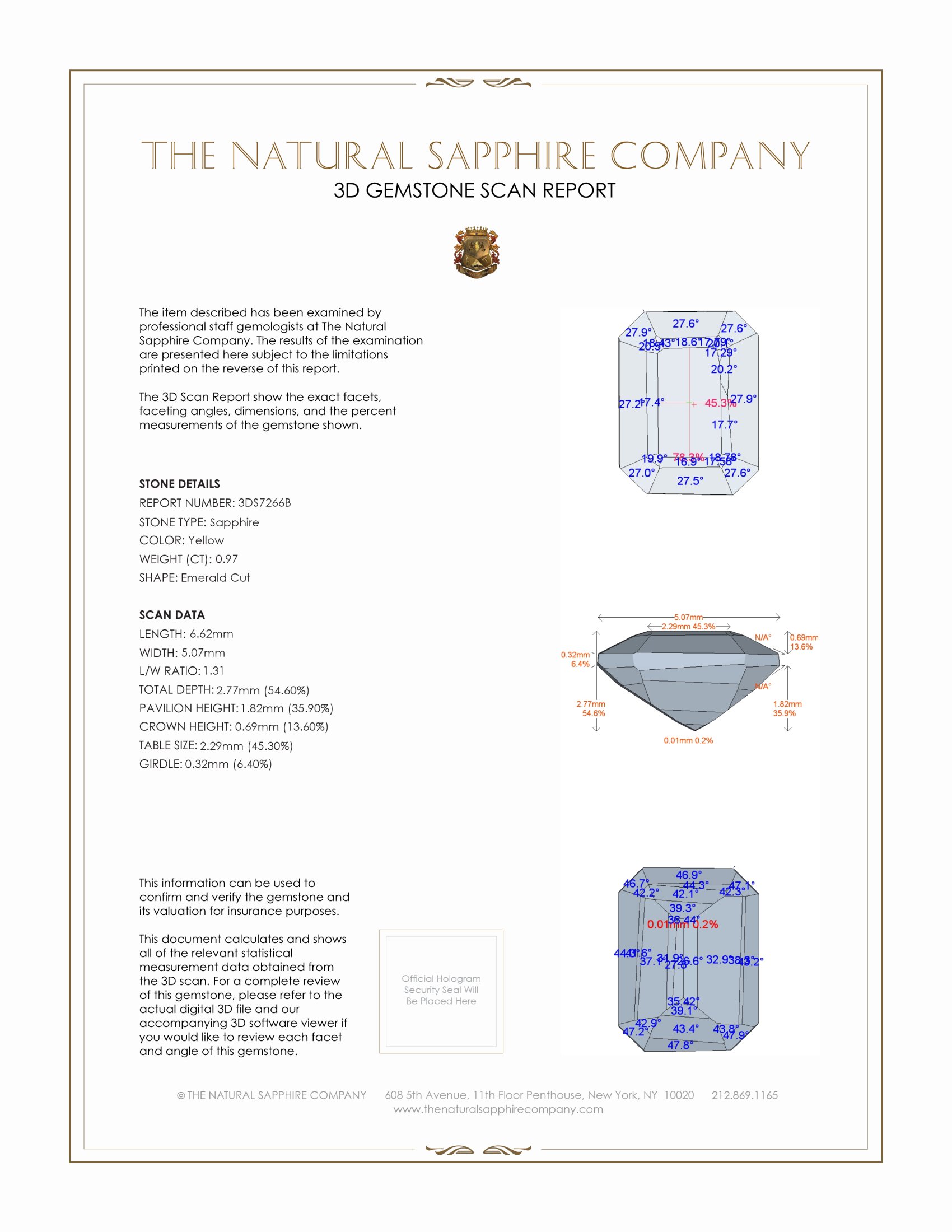 0.97 Ct. Yellow Sapphire from Ceylon (Sri Lanka)