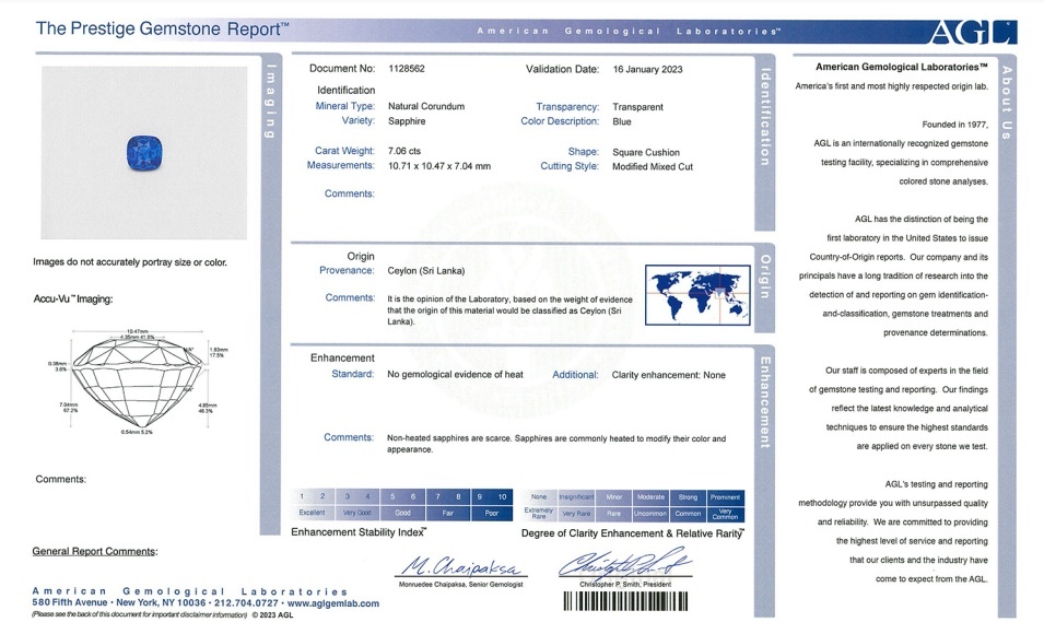 7.06 Ct. Blue Sapphire from Ceylon (Sri Lanka)
