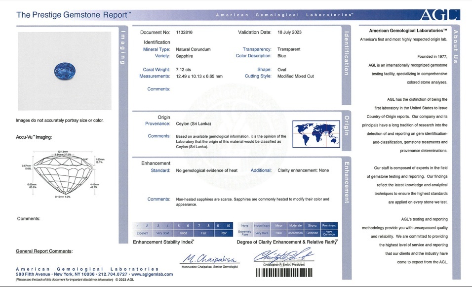 7.12 Ct. Blue Sapphire from Ceylon (Sri Lanka)