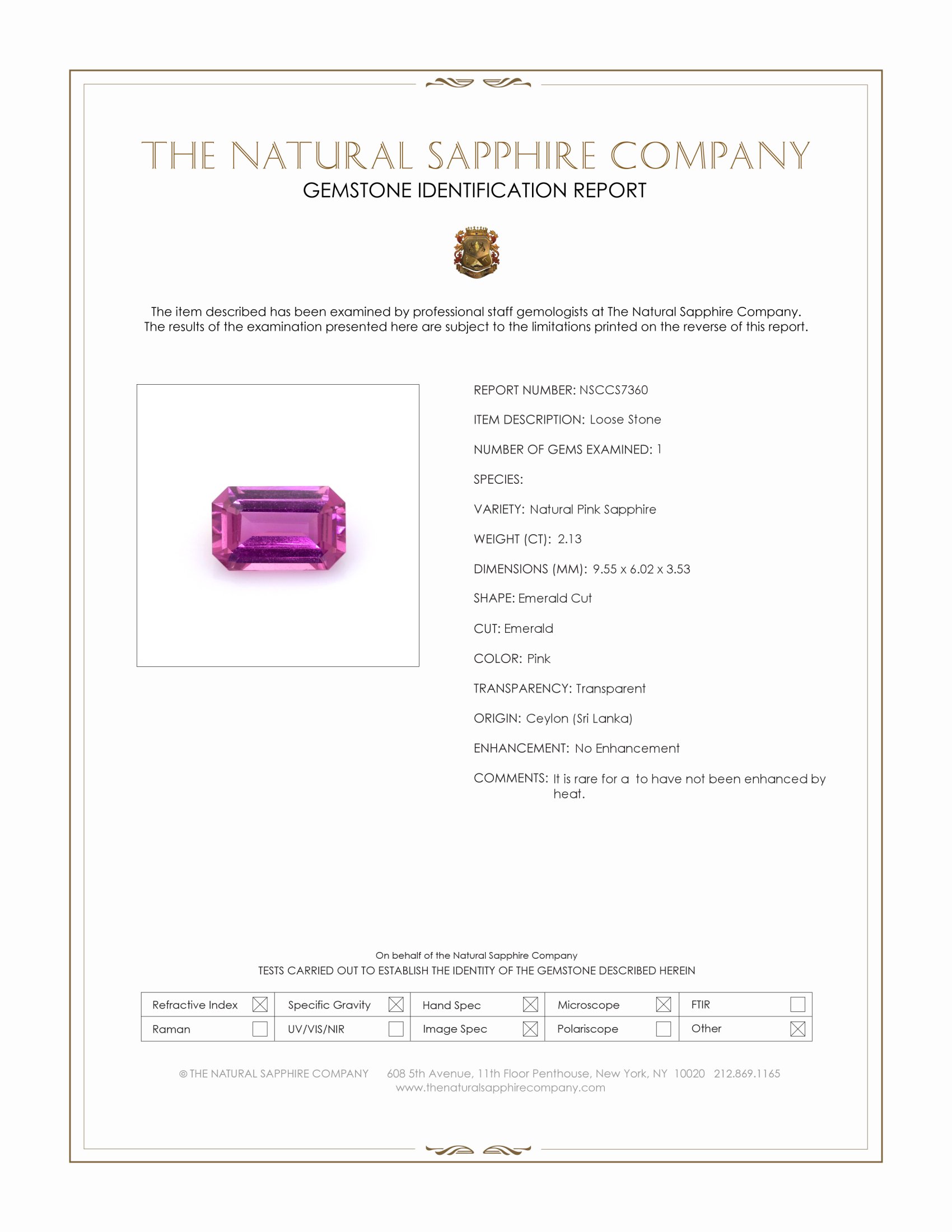 2.13 Ct. Pink Sapphire from Ceylon (Sri Lanka)