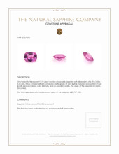 1.19 Ct. Purplish Pink Sapphire from Ceylon (Sri Lanka) Appraisal