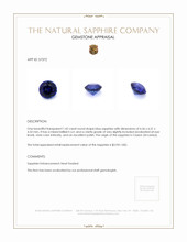 1.42 Ct. Blue Sapphire from Ceylon (Sri Lanka) Appraisal