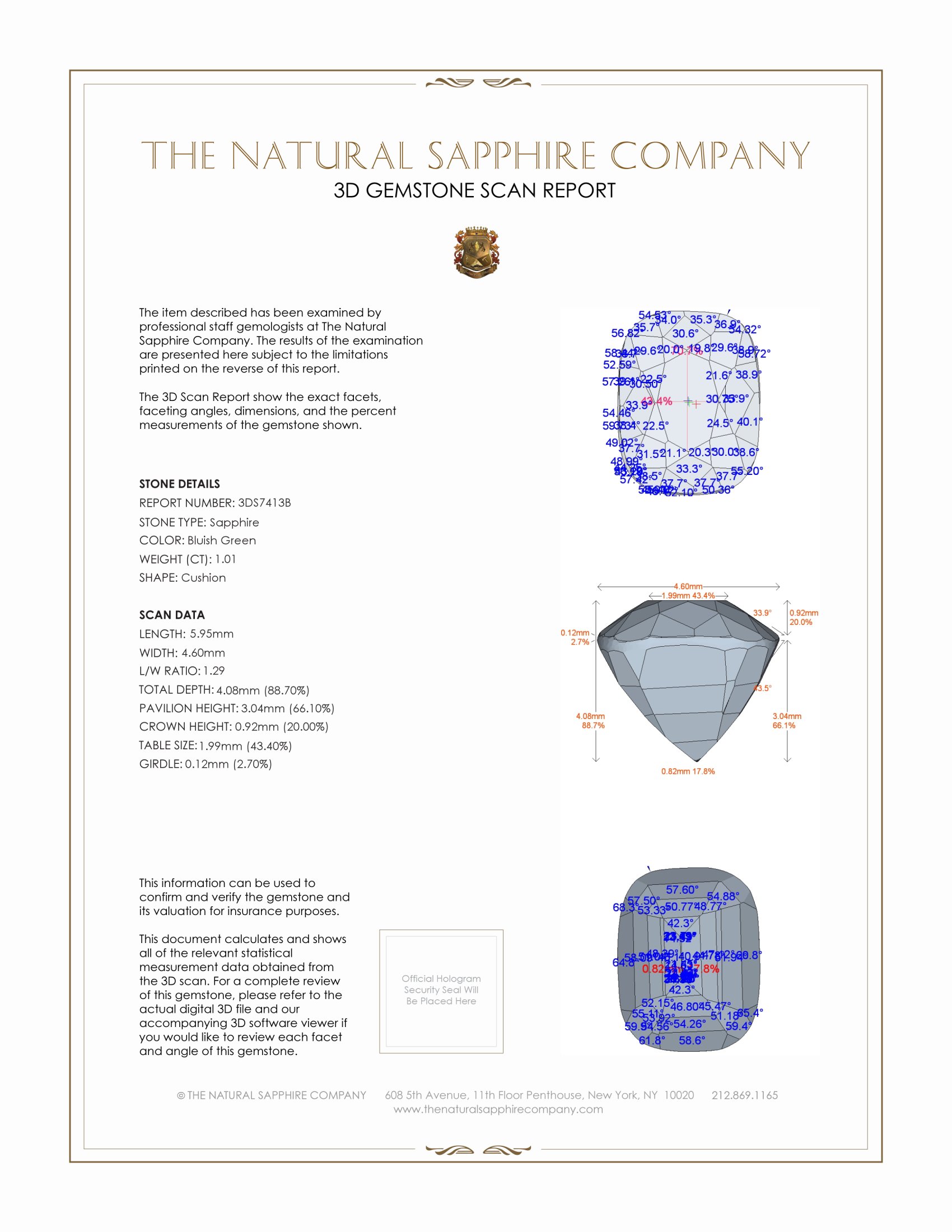 1.01 Ct. Bluish Green Sapphire from Madagascar