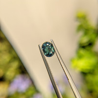 1.09 Ct. Greenish Blue Sapphire from Madagascar Life Style