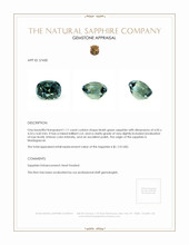 1.11 Ct. Bluish Green Sapphire from Madagascar Appraisal