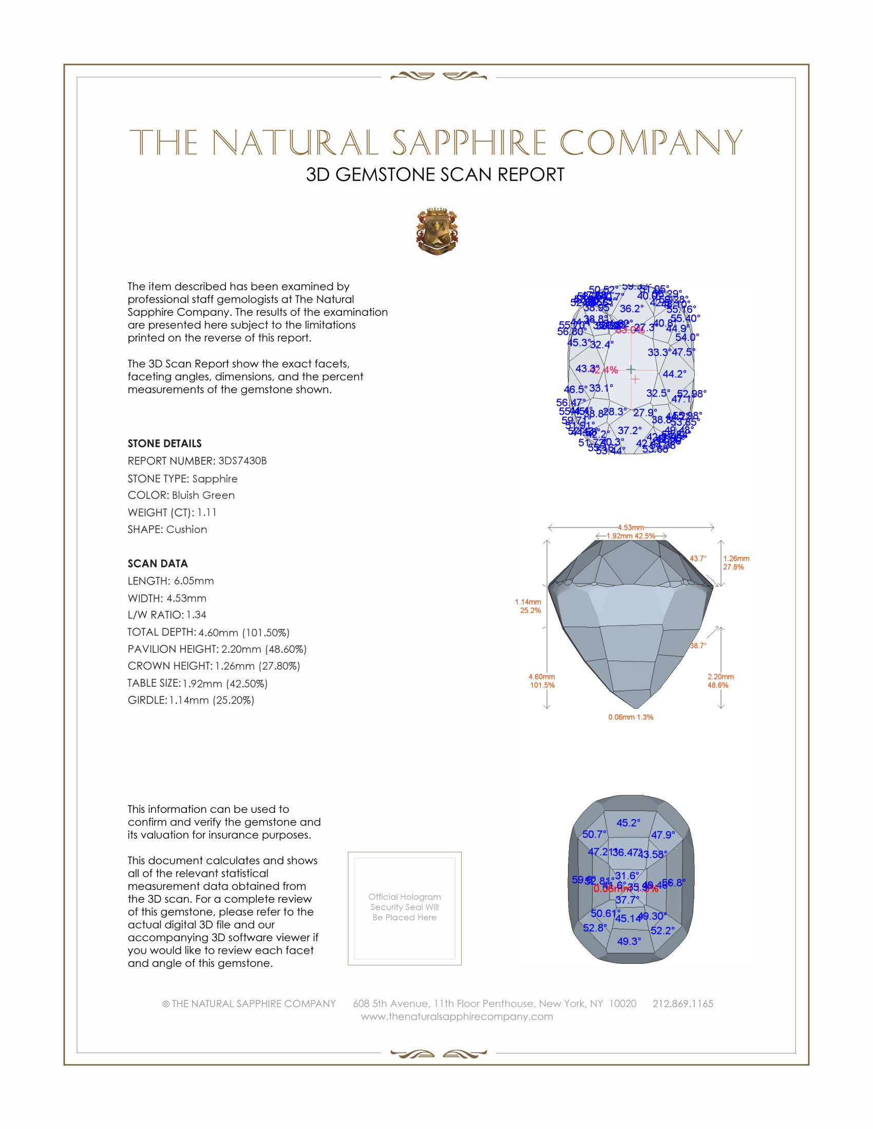 1.11 Ct. Bluish Green Sapphire from Madagascar