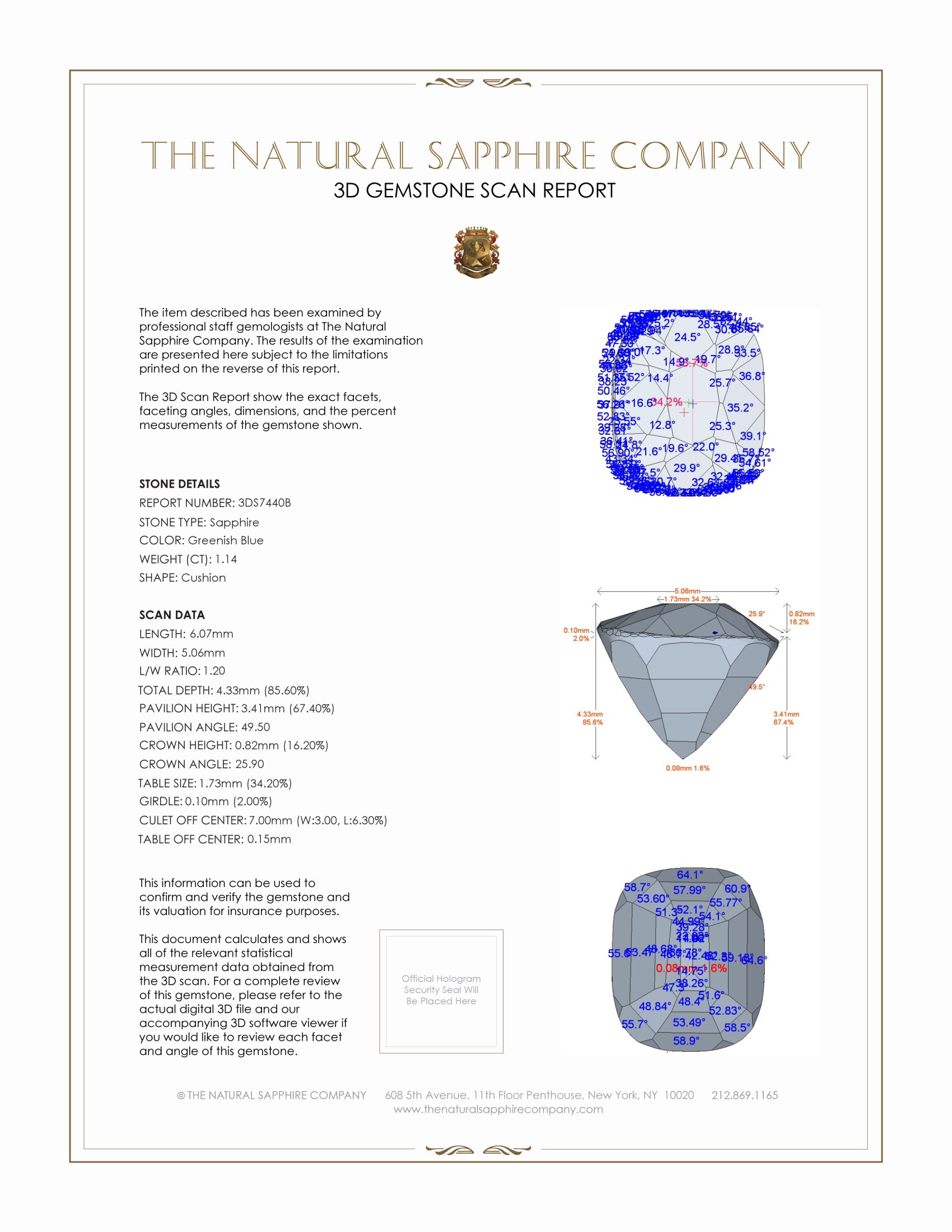 1.14 Ct. Greenish Blue Sapphire from Madagascar