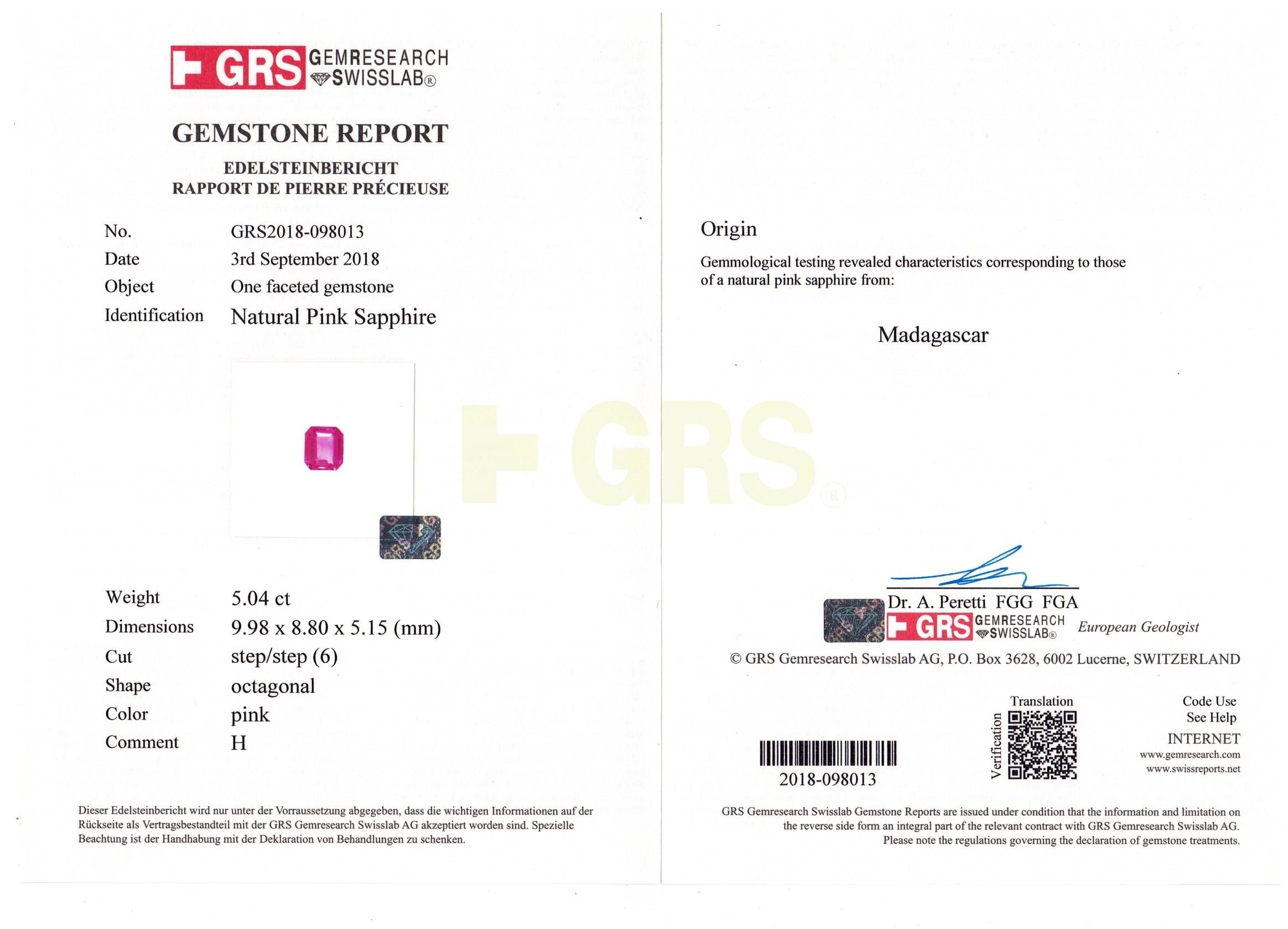 5.04 Ct. Pink Sapphire from Madagascar