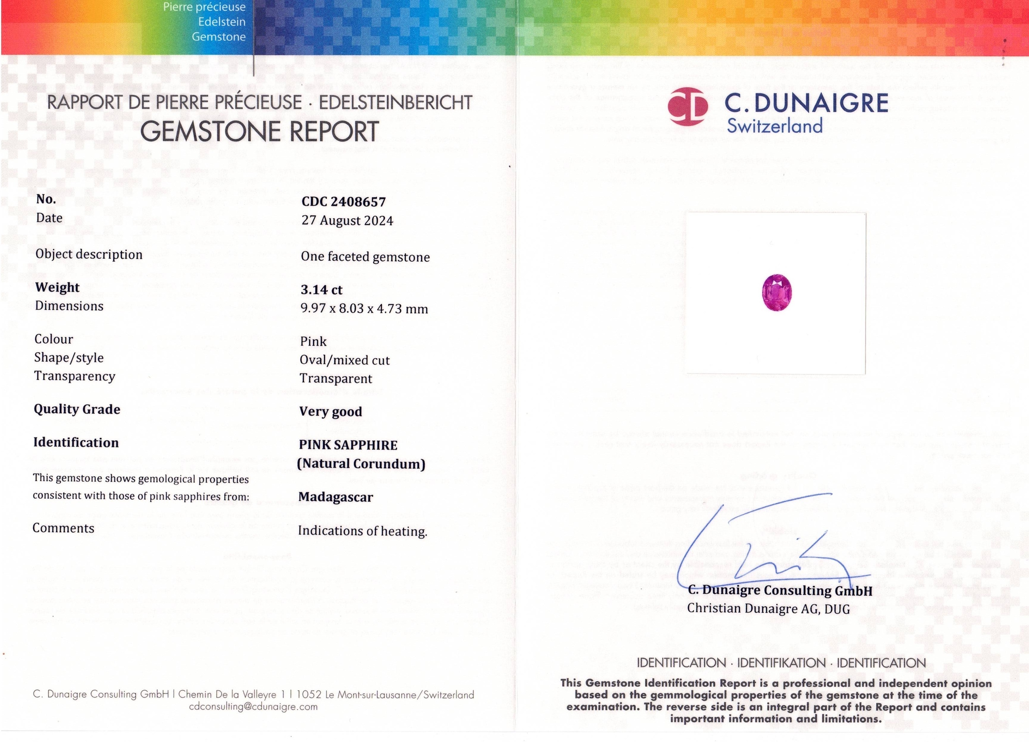 3.14 Ct. Pink Sapphire from Madagascar