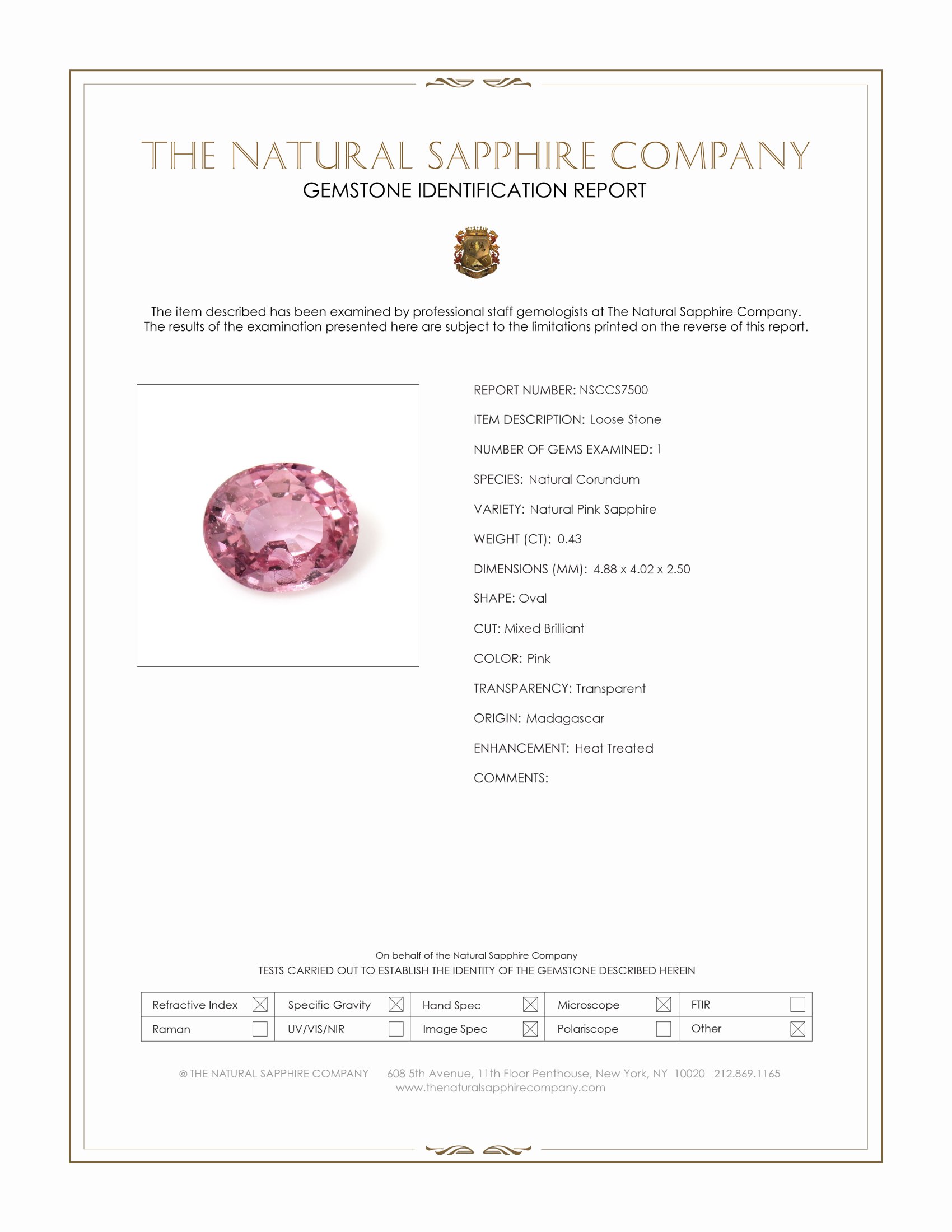 0.43 Ct. Pink Sapphire from Madagascar
