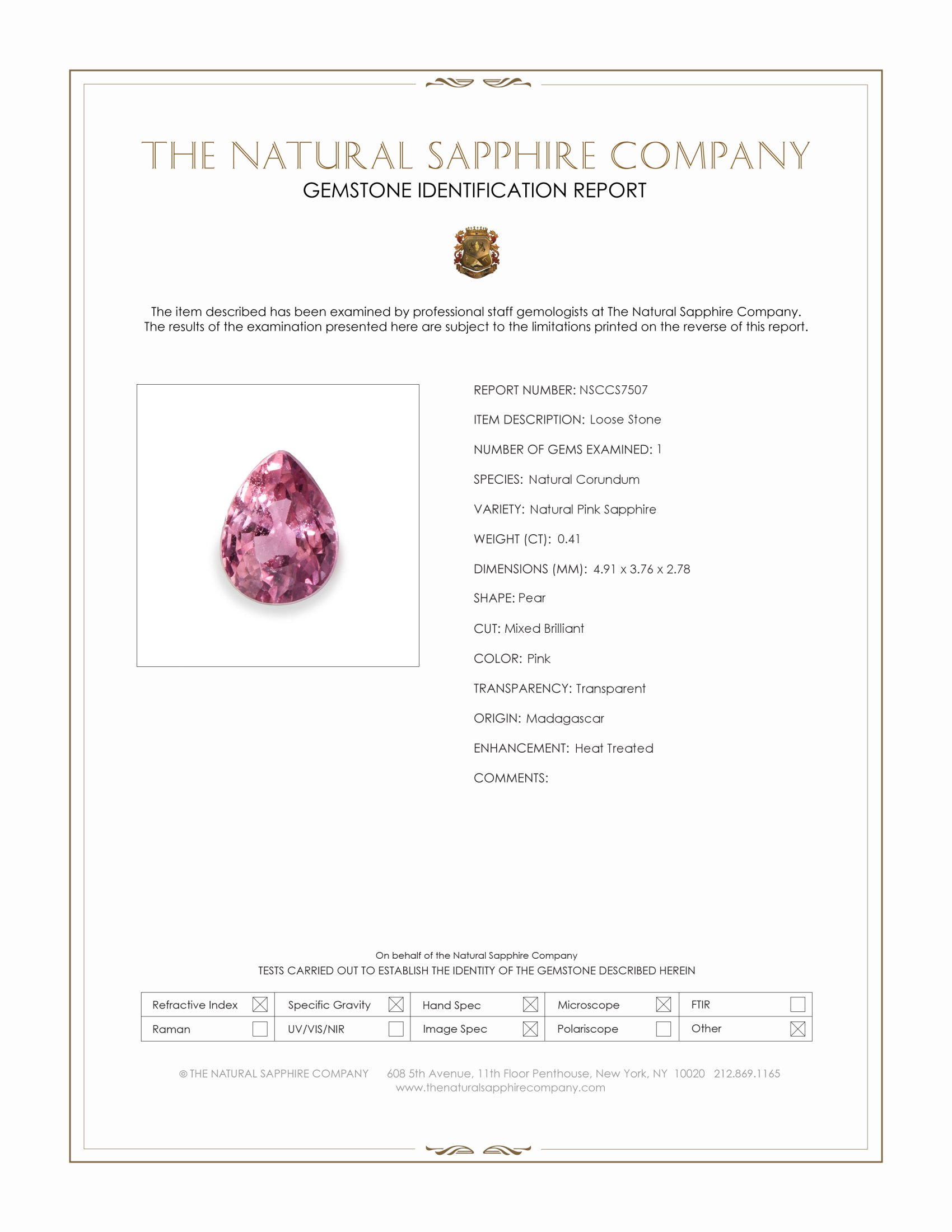 0.41 Ct. Pink Sapphire from Madagascar