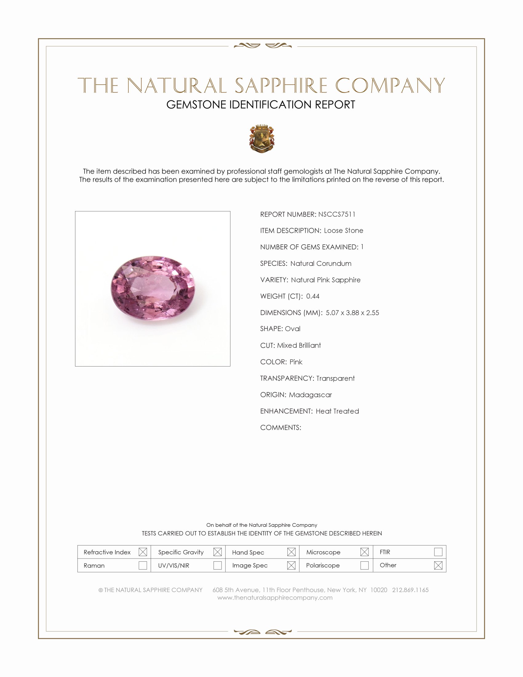 0.44 Ct. Pink Sapphire from Madagascar