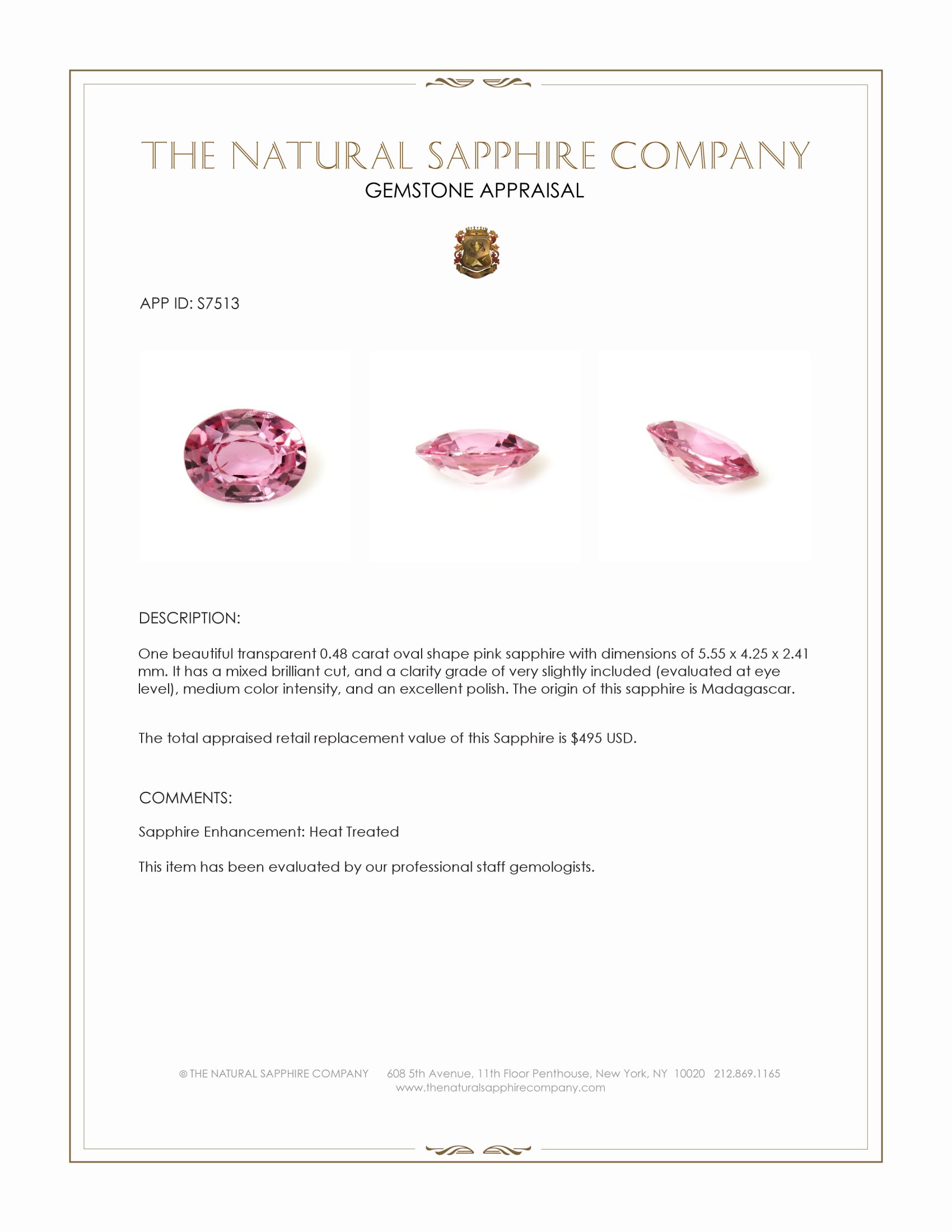0.48 Ct. Pink Sapphire from Madagascar