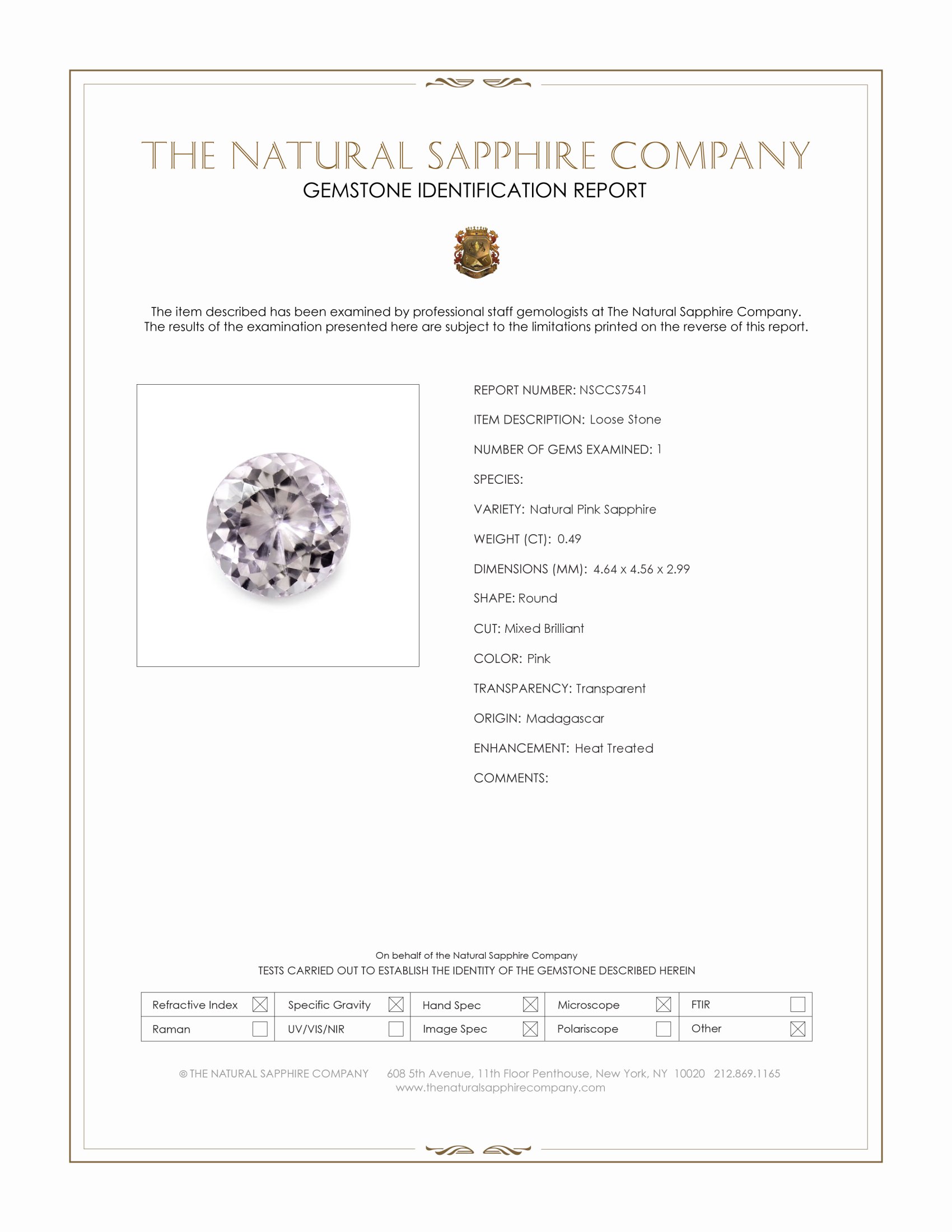 0.49 Ct. Pink Sapphire from Madagascar