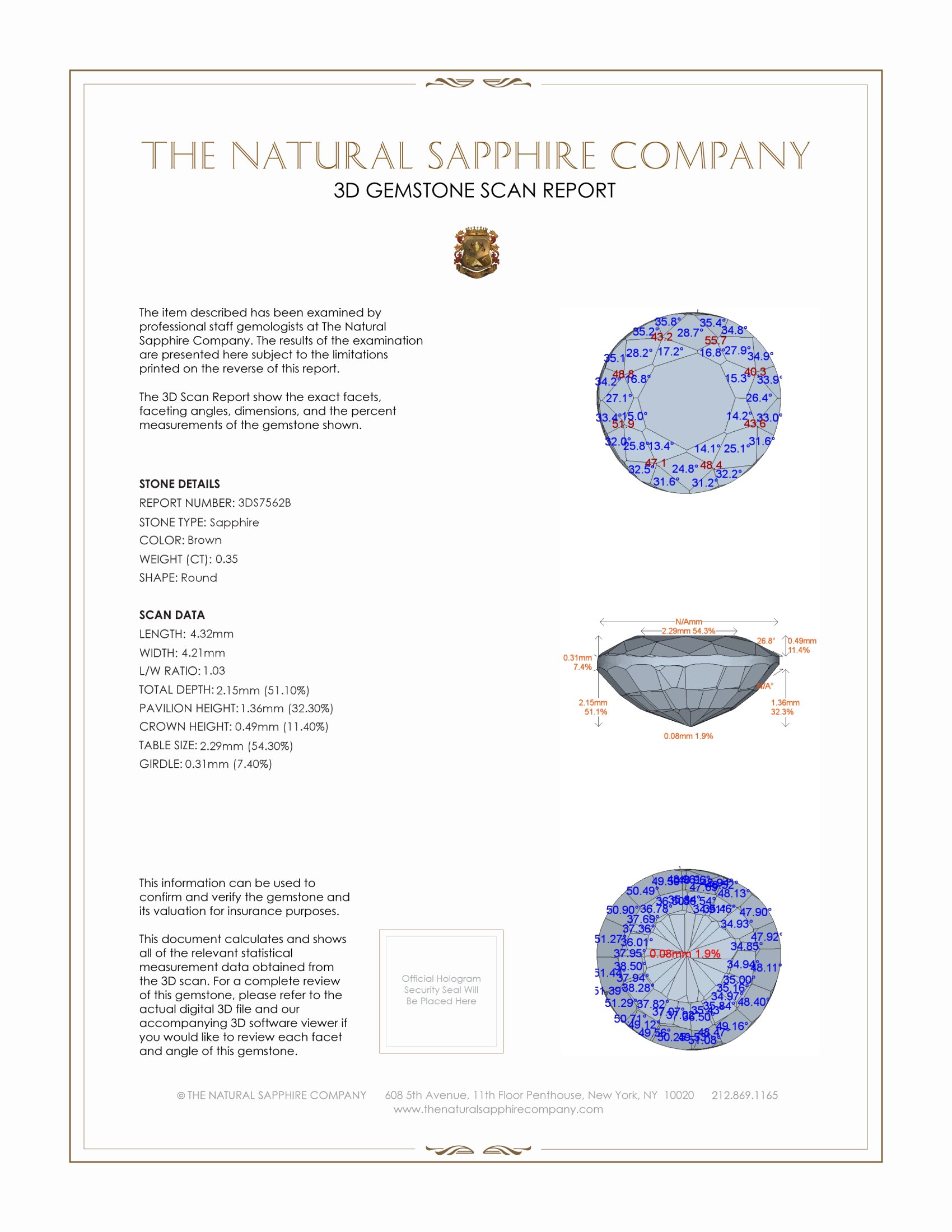 0.35 Ct. Brown Sapphire from Madagascar