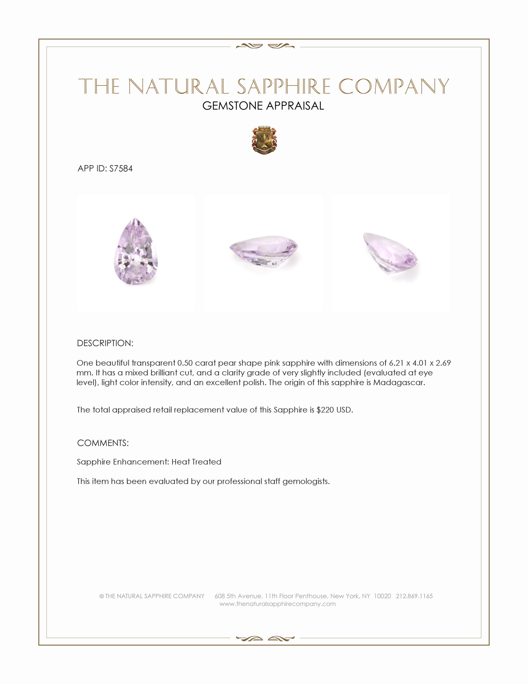0.50 Ct. Pink Sapphire from Madagascar