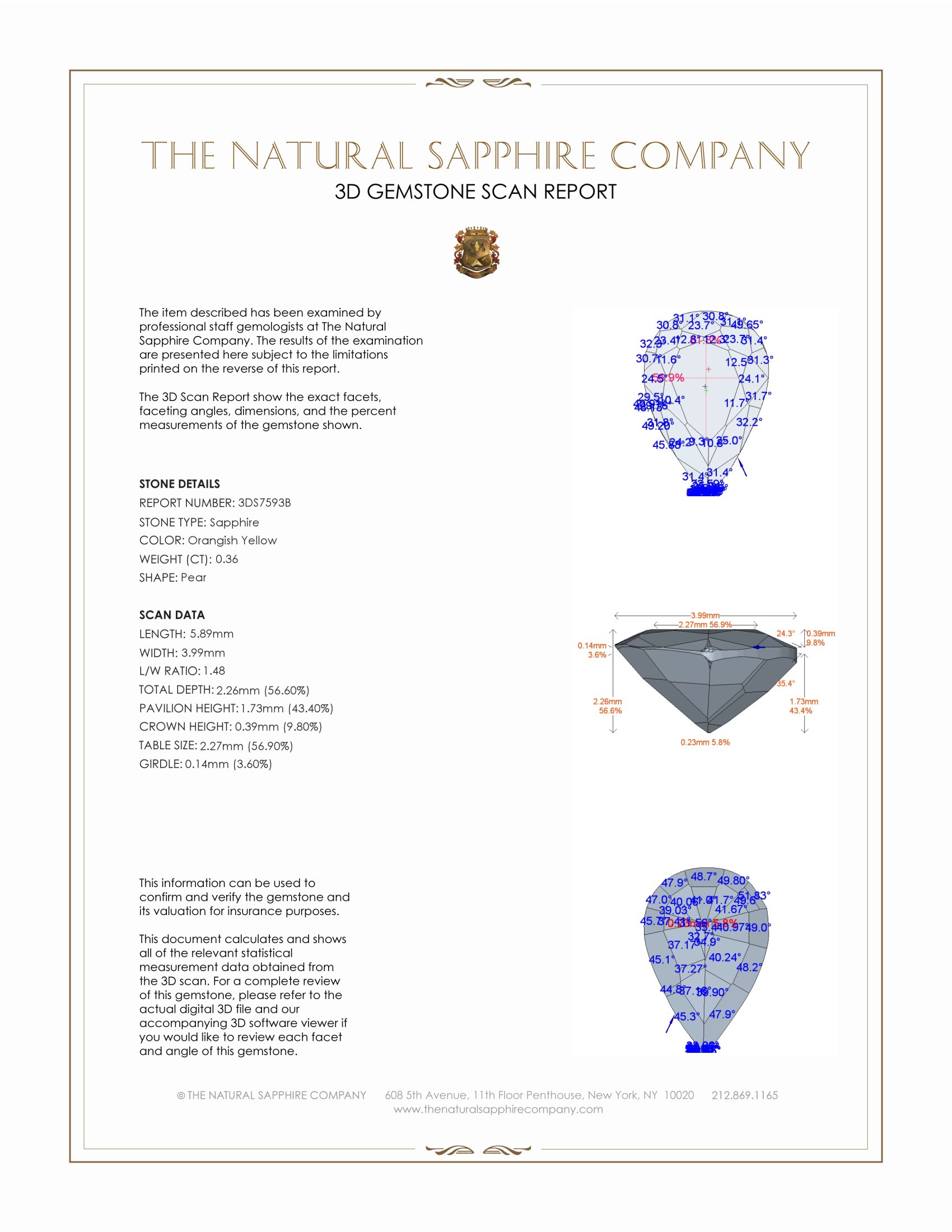 0.36 Ct. Orangish Yellow Sapphire from Madagascar
