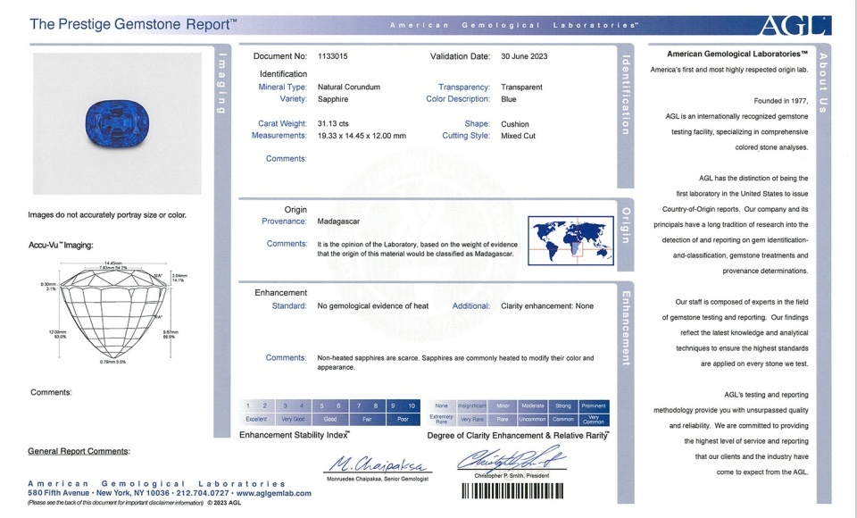 31.13 Ct. Blue Sapphire from Madagascar