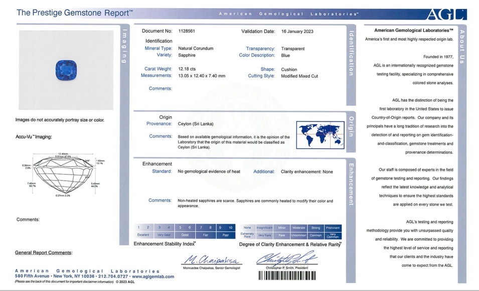 12.18 Ct. Blue Sapphire from Ceylon (Sri Lanka)