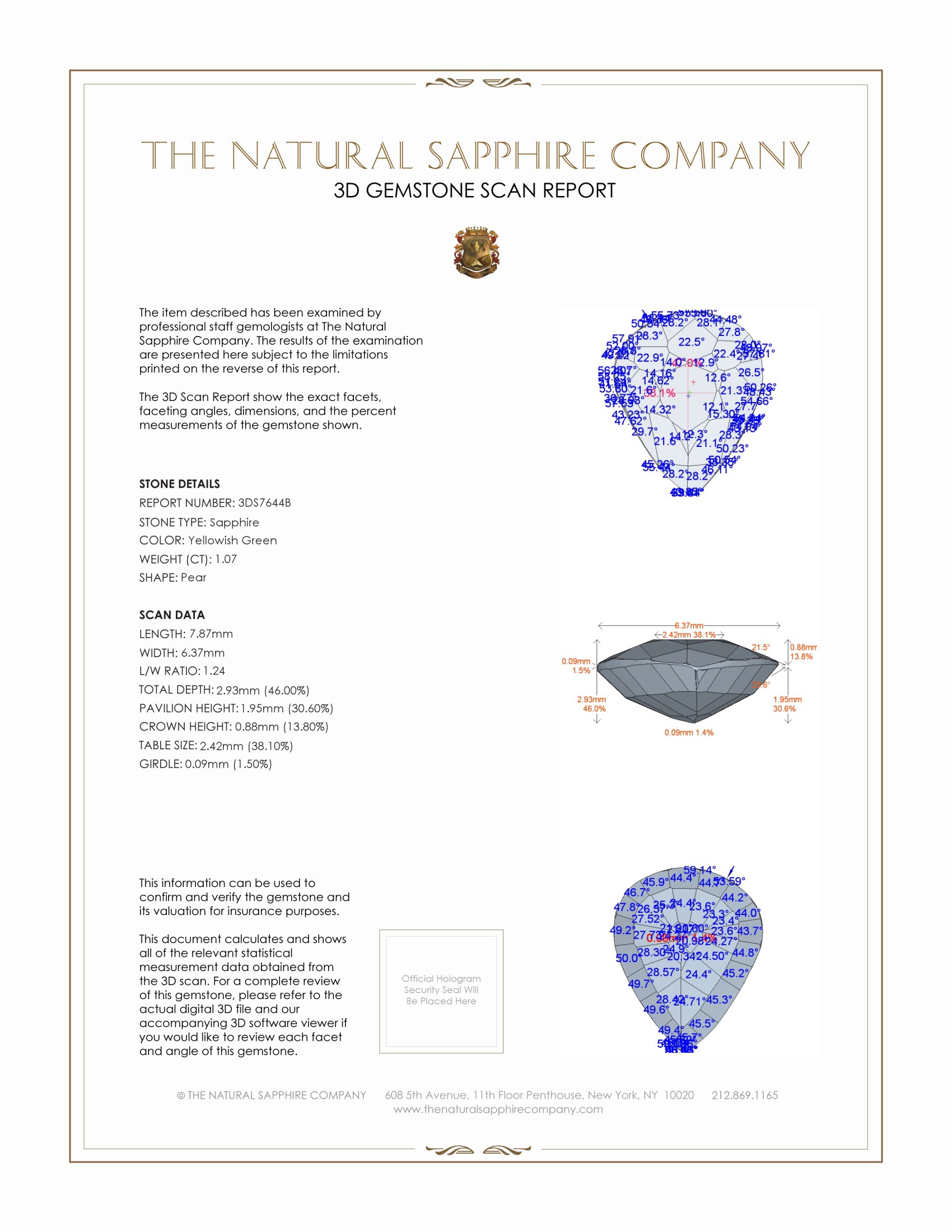 1.07 Ct. Yellowish Green Sapphire from Madagascar