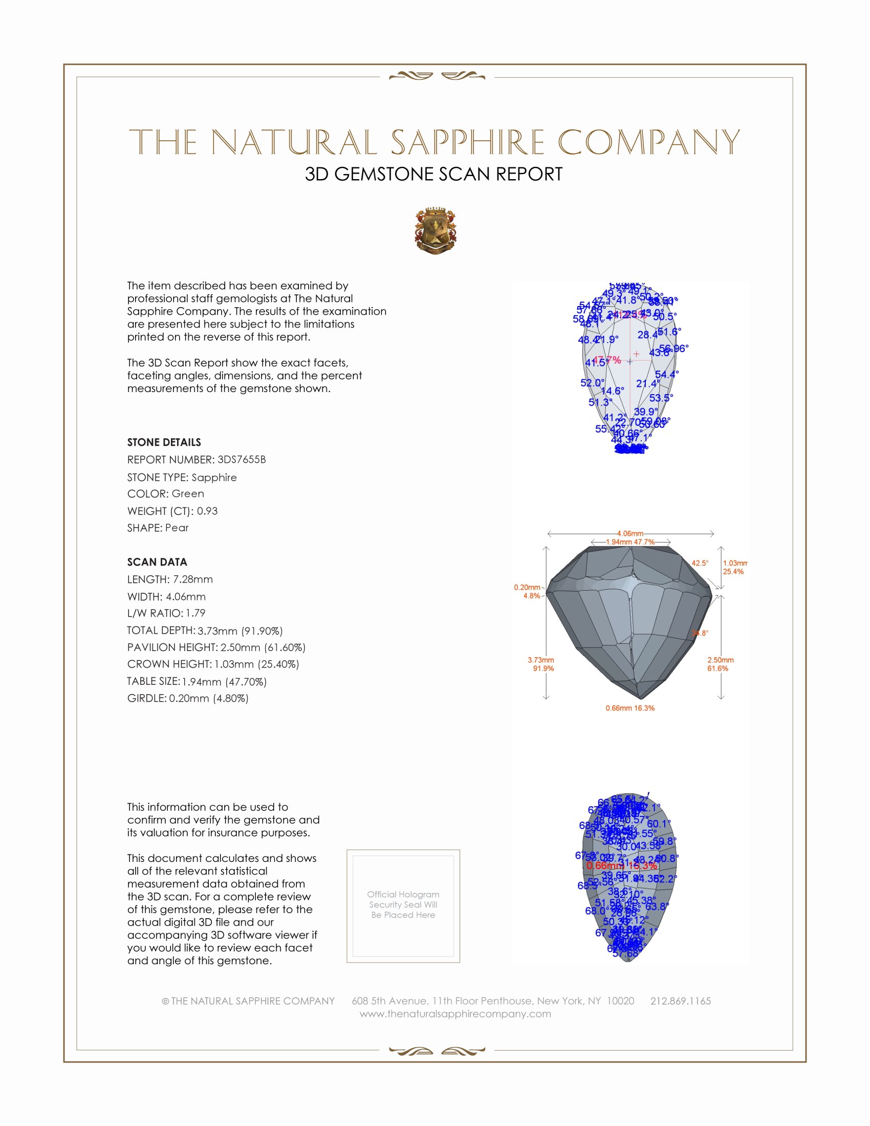 0.93 Ct. Green Sapphire from Madagascar