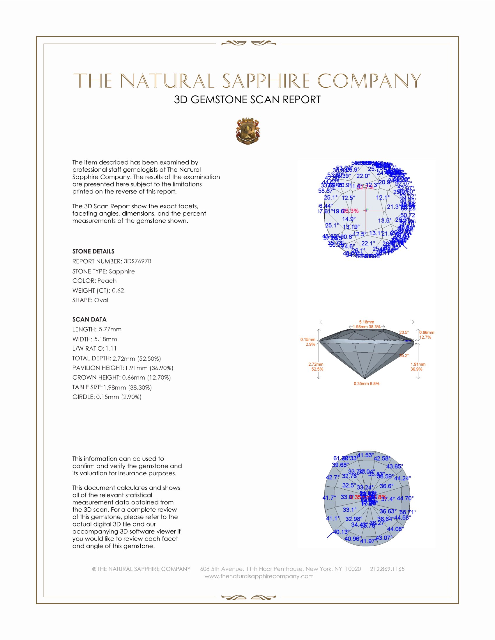 0.62 Ct. Peach Sapphire from Madagascar