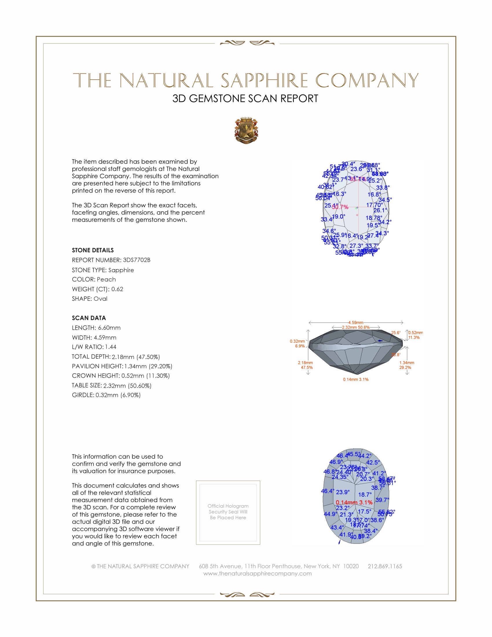 0.62 Ct. Peach Sapphire from Madagascar