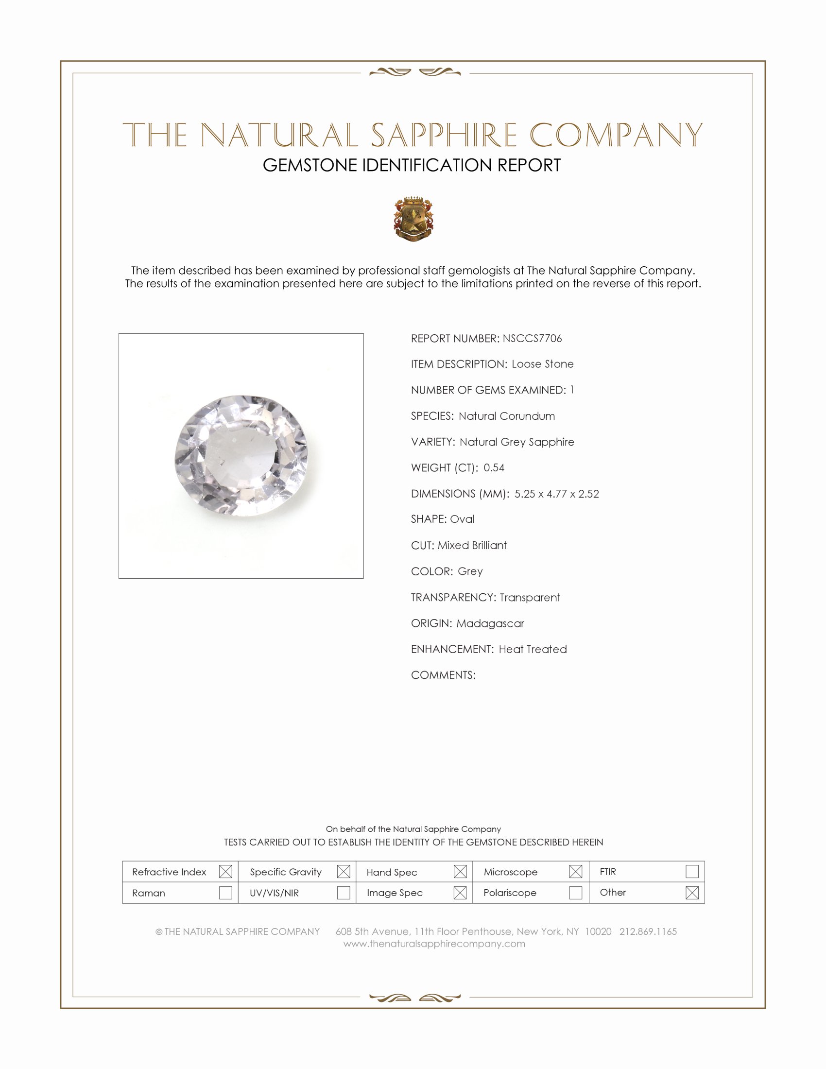 0.54 Ct. Grey Sapphire from Madagascar