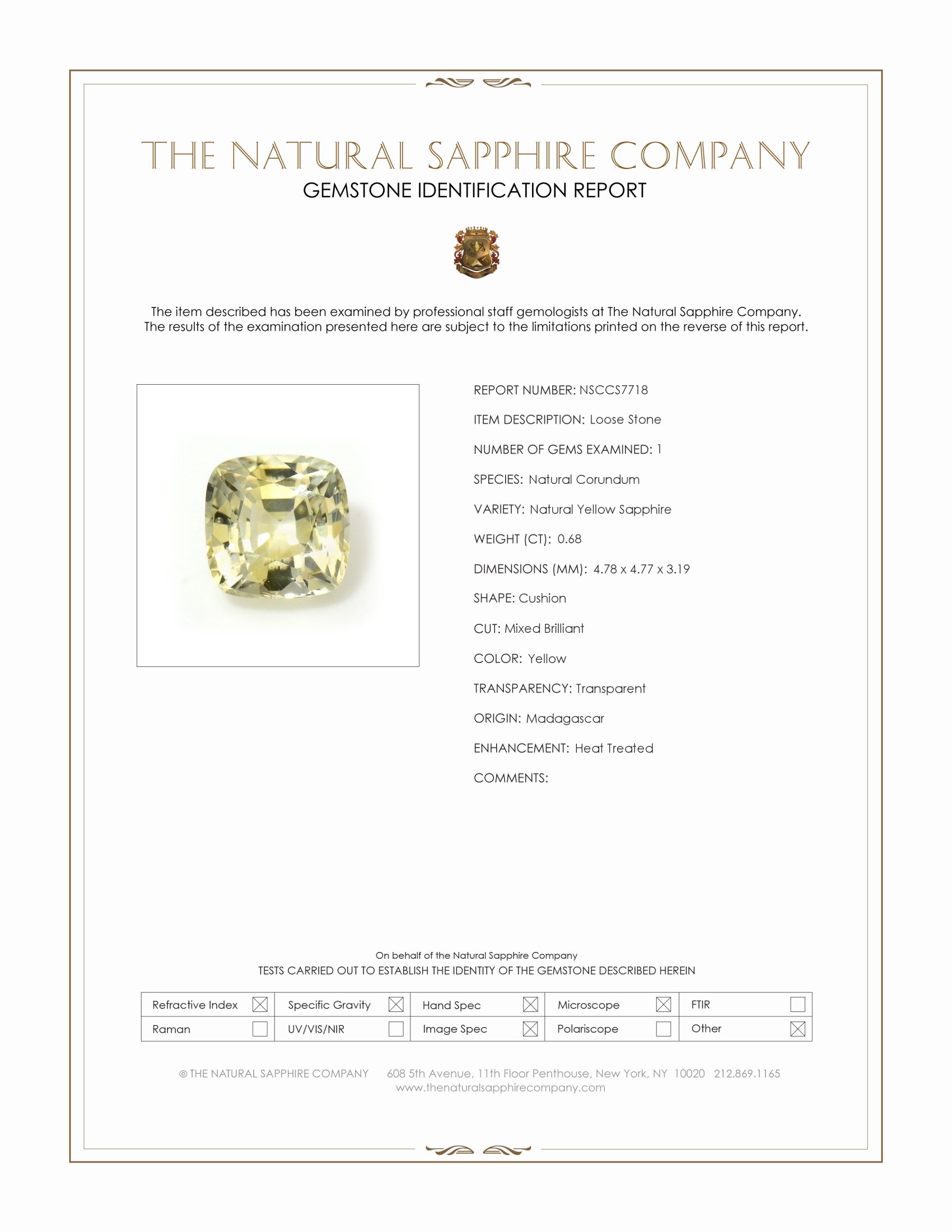 0.68 Ct. Yellow Sapphire from Madagascar
