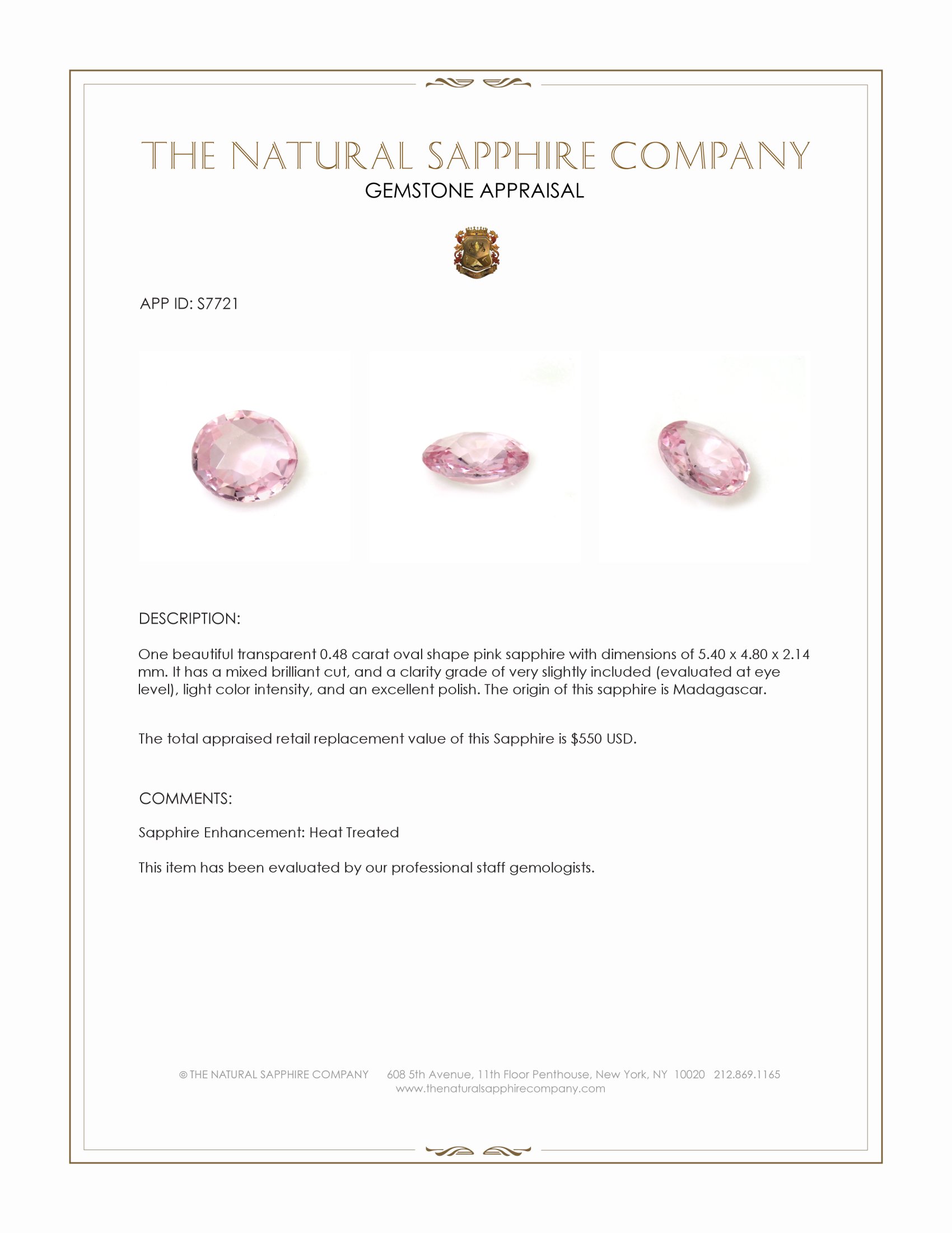 0.48 Ct. Pink Sapphire from Madagascar