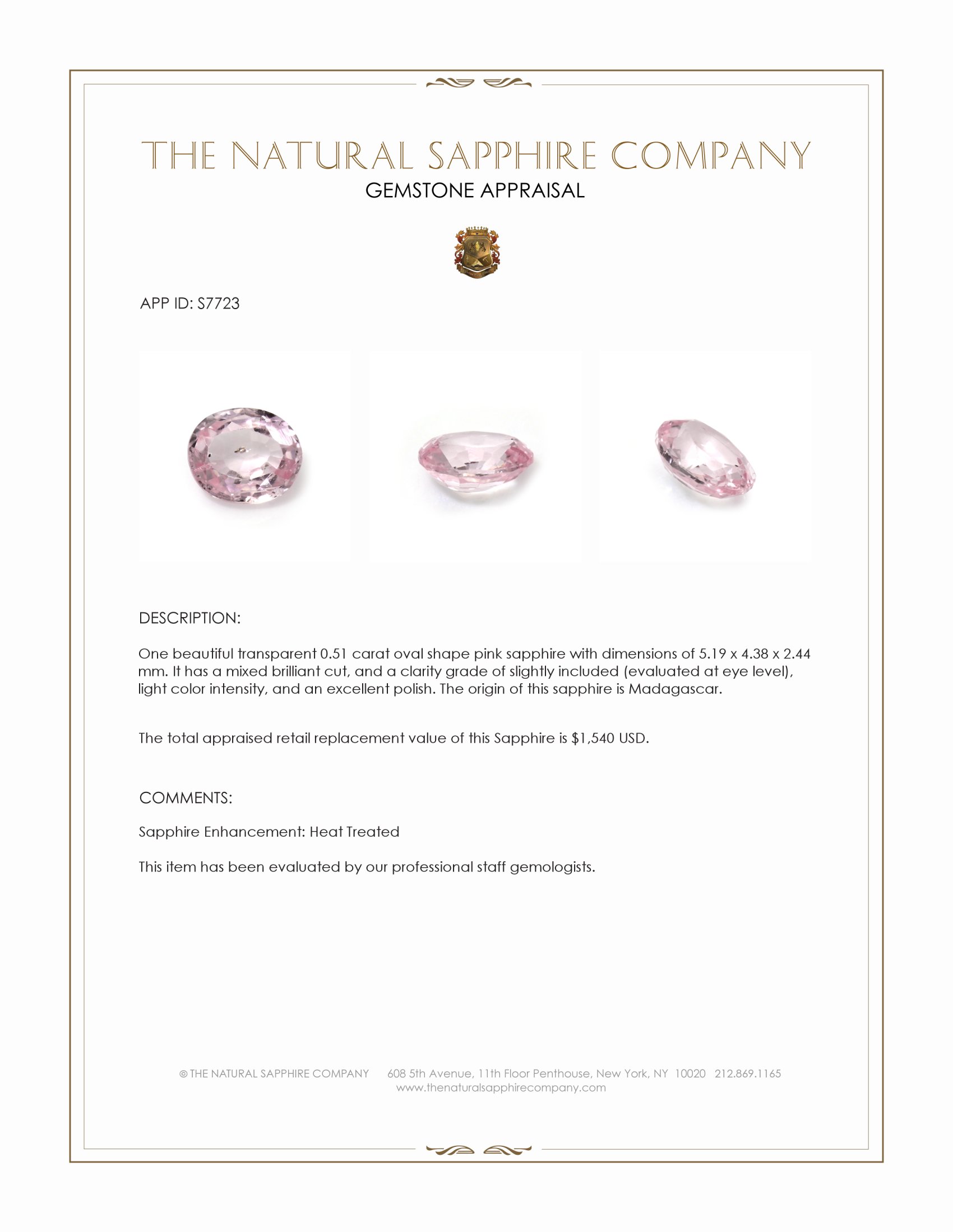 0.51 Ct. Pink Sapphire from Madagascar