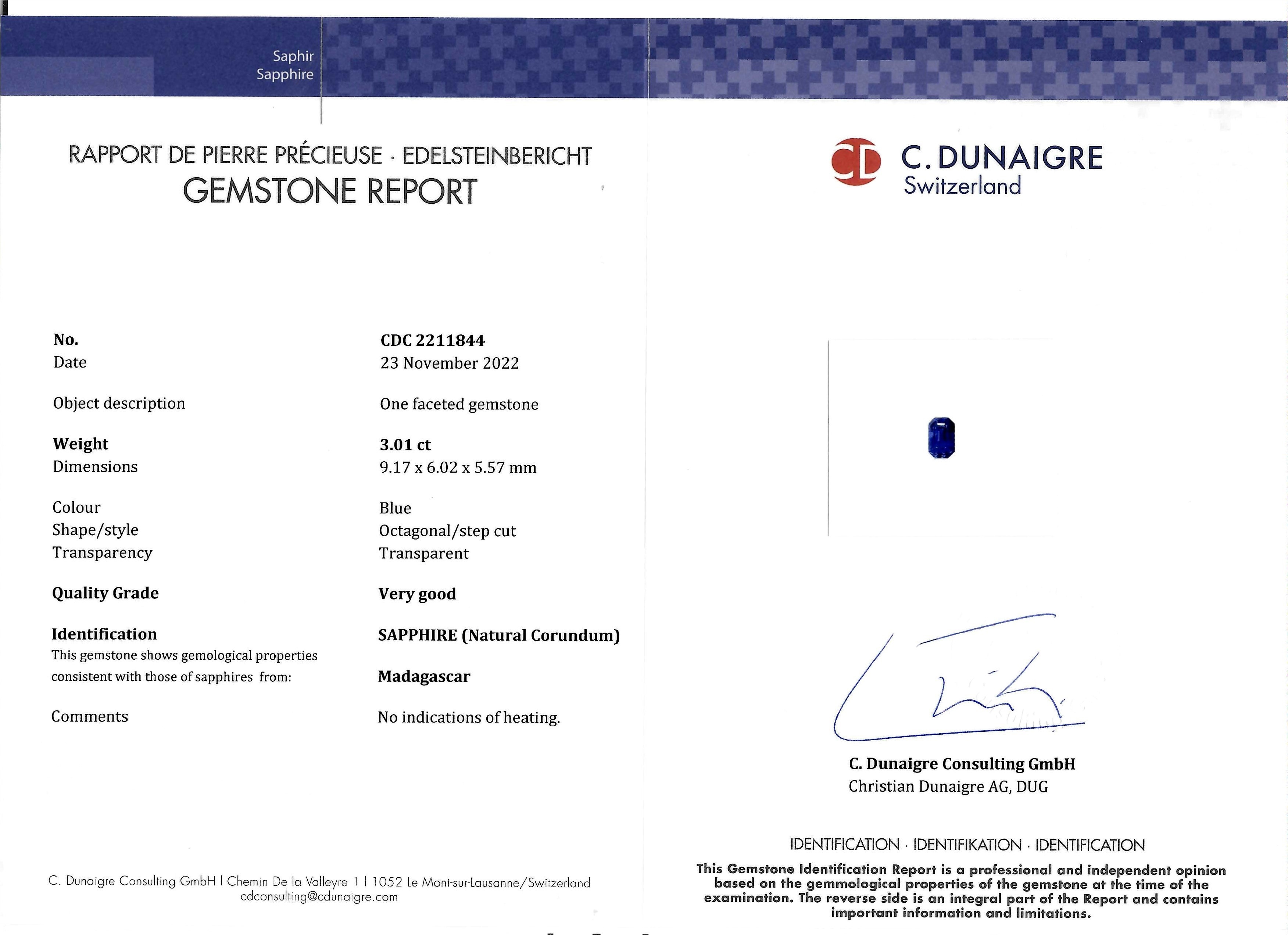 3.01 Ct. Blue Sapphire from Madagascar