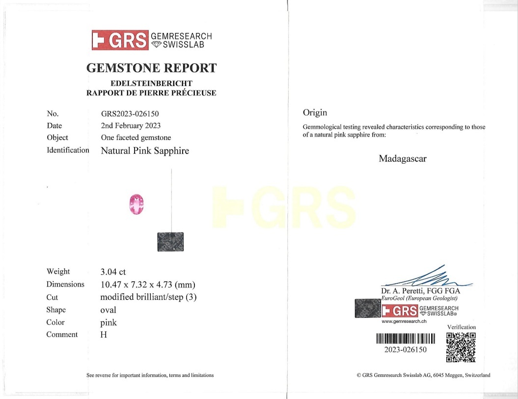 3.04 Ct. Pink Sapphire from Madagascar