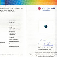 6.12 Ct. Bluish Green Sapphire from Madagascar Scan Report