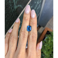 4.65 Ct. Greenish Blue Sapphire from Madagascar Life Style