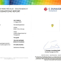 3.74 Ct. Yellow Sapphire from Ceylon (Sri Lanka) Scan Report