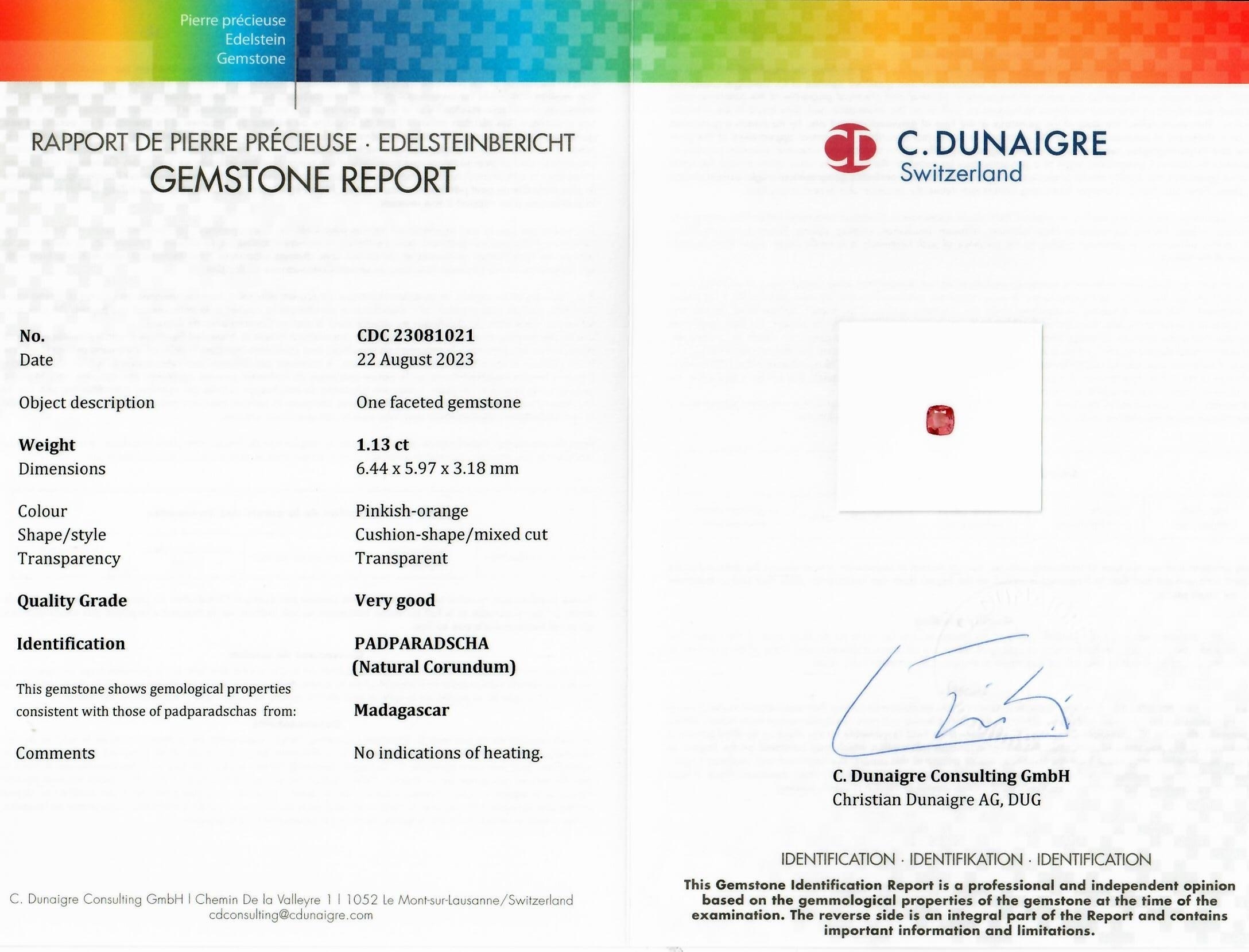 1.13 Ct. Padparadscha Sapphire from Madagascar