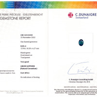 8.05 Ct. Bluish Green Sapphire from East Africa Scan Report