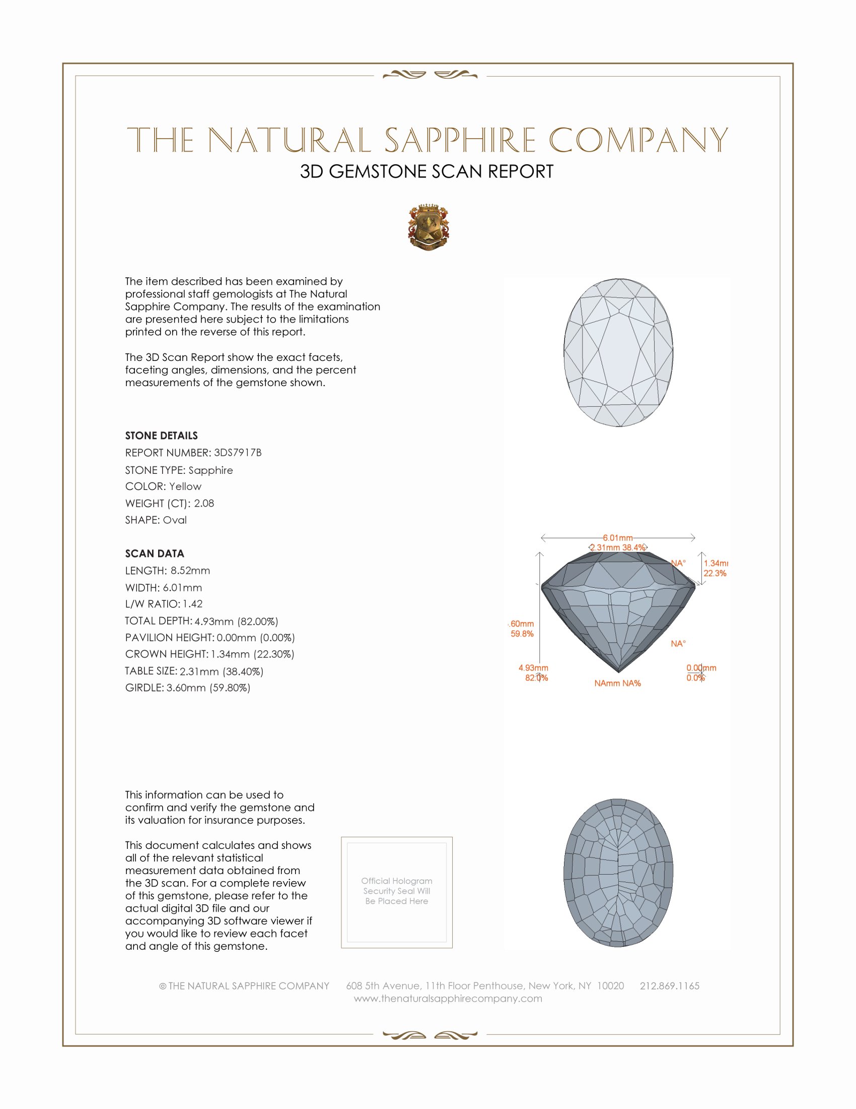 2.08 Ct. Yellow Sapphire from Ceylon (Sri Lanka)