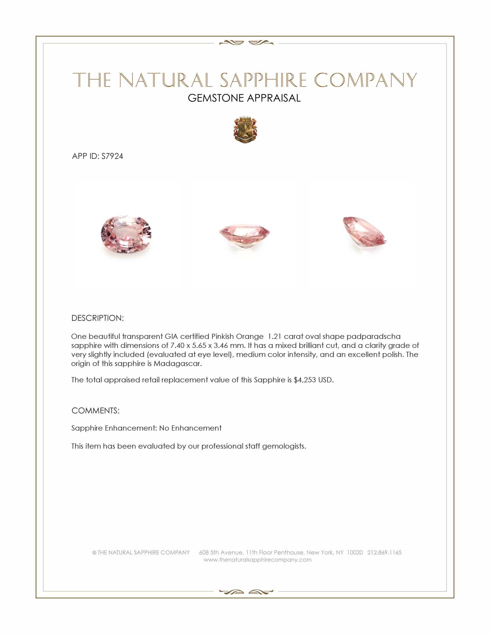 1.21 Ct. Padparadscha Sapphire from Madagascar