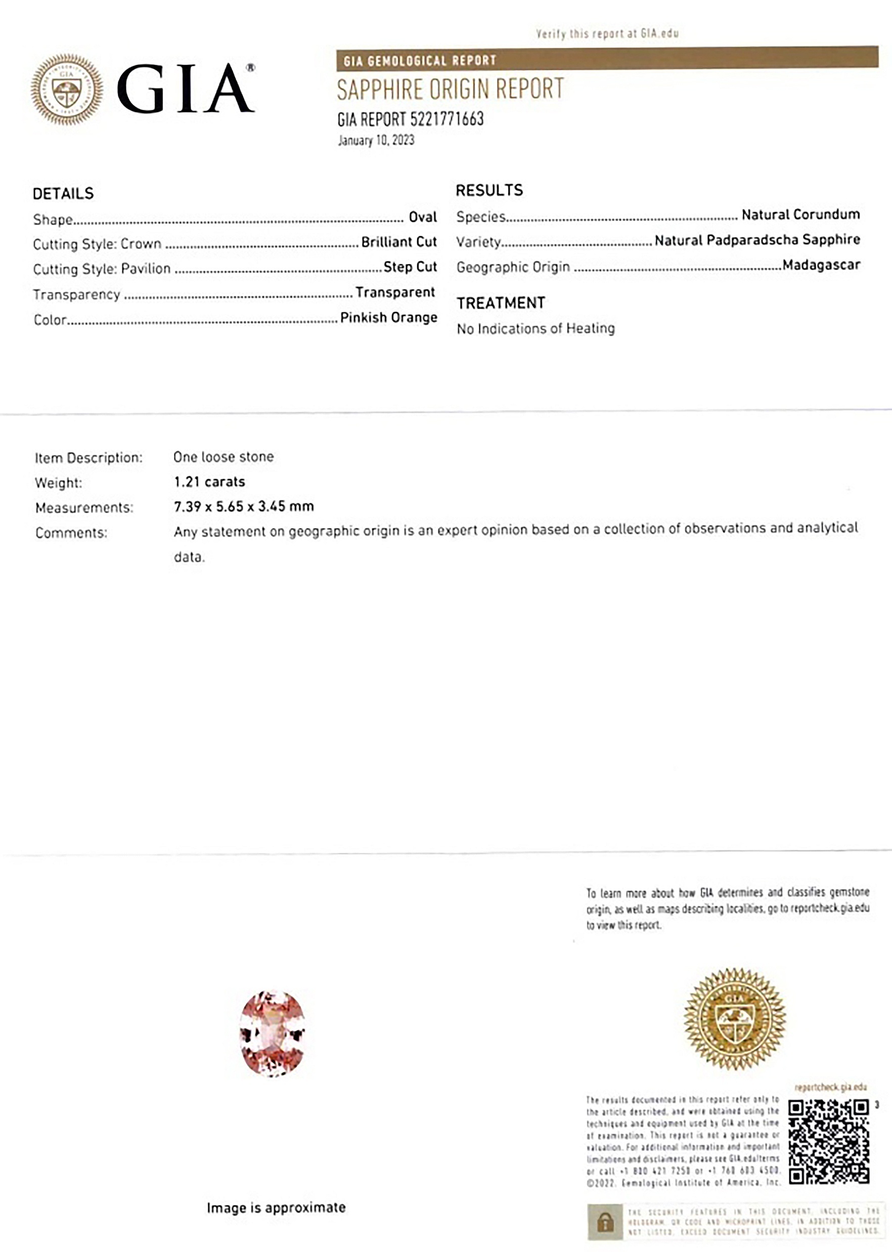 1.21 Ct. Padparadscha Sapphire from Madagascar