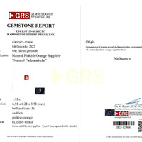 1.52 Ct. Padparadscha Sapphire from Madagascar Scan Report
