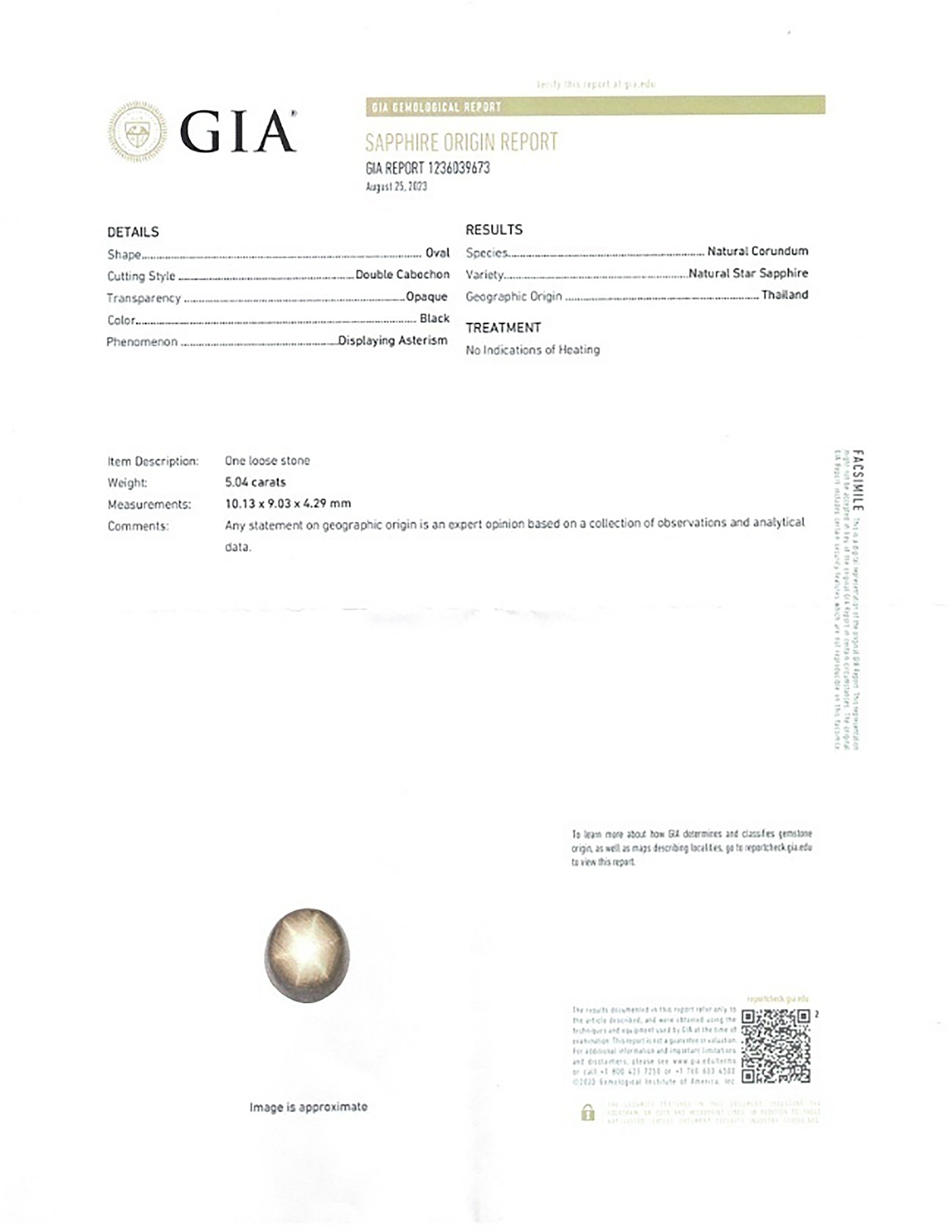 5.04 Ct. Black Star Sapphire from Thailand