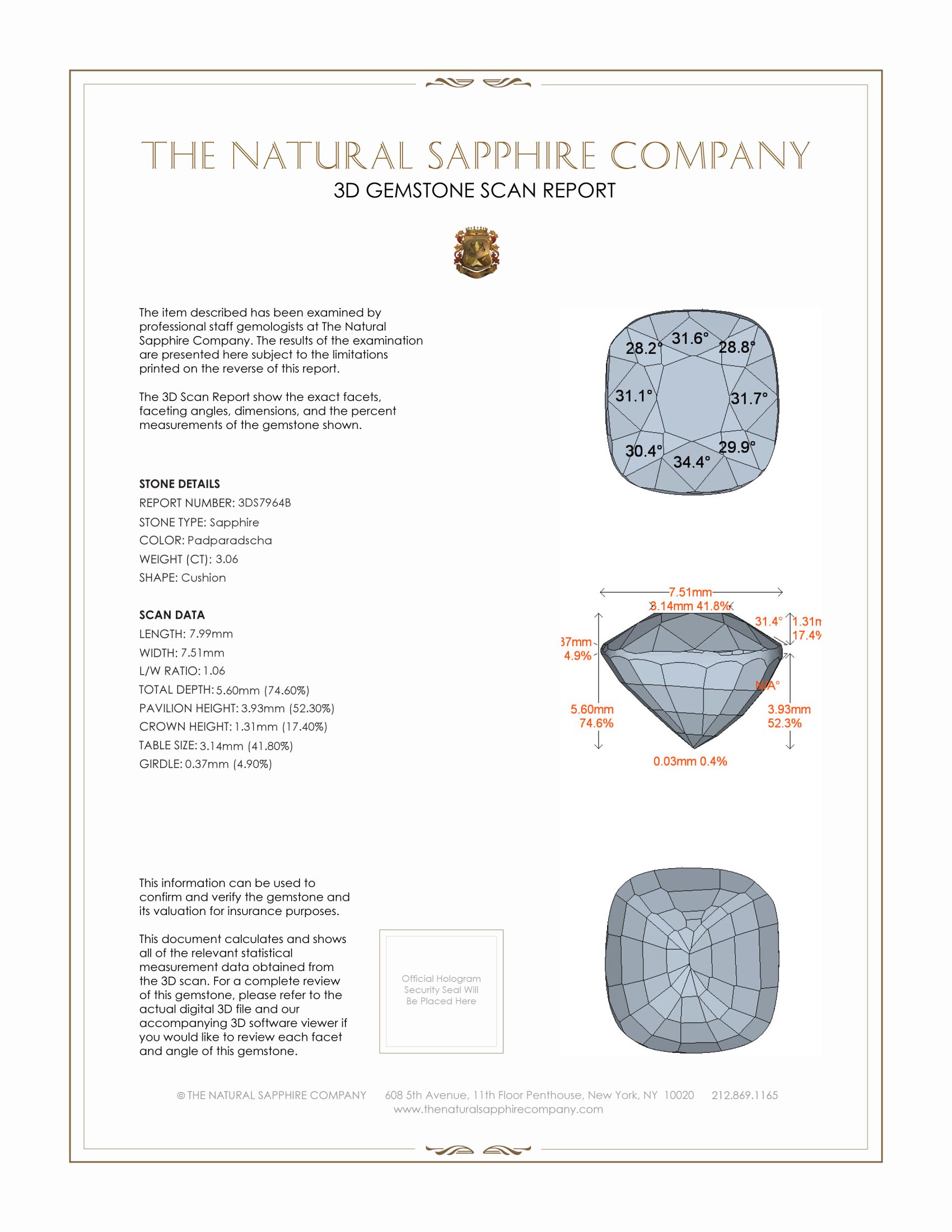 3.06 Ct. Padparadscha Sapphire from Madagascar